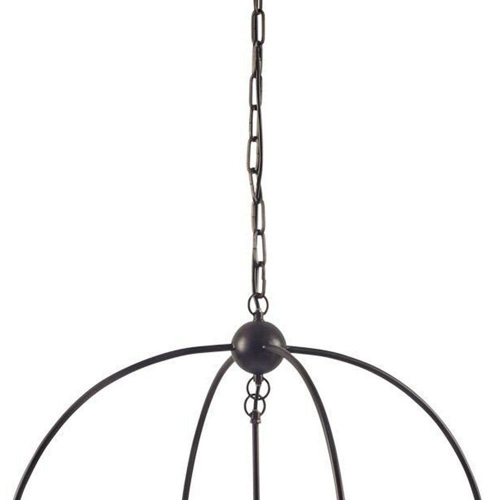 25" Black Round Cage Chandelier
