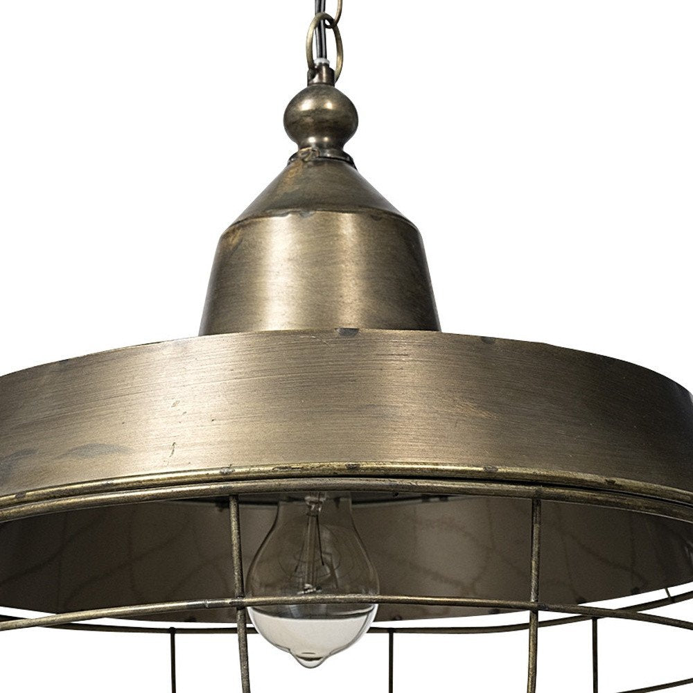 14" Gold Industrial Saucer Light with Shade