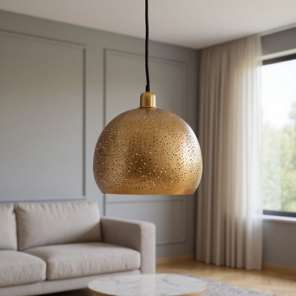 11" Gold Dome Pendant Light
