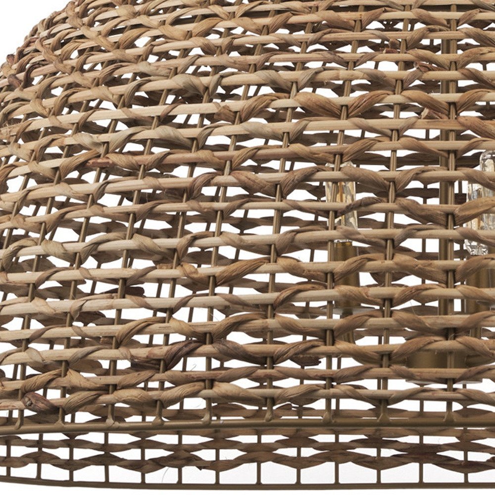 38" Brown Rattan Bowl Pendant Light