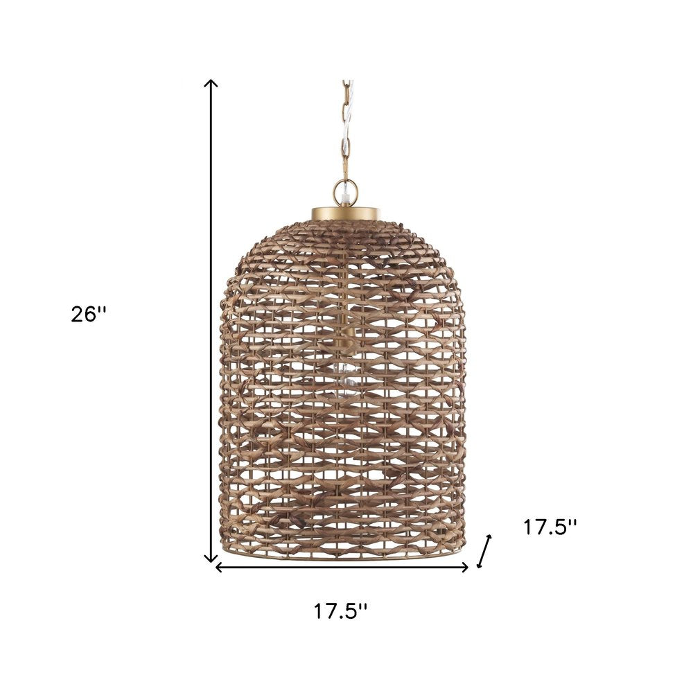18" Brown Rattan Shade Pendant Light