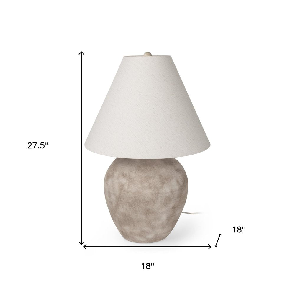28" Beige Ceramic Tapered Table Lamp