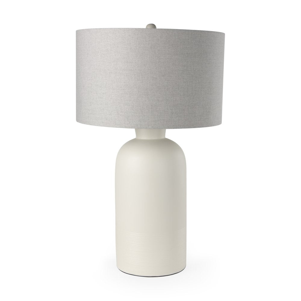 33" Cream Ceramic Round Table Lamp