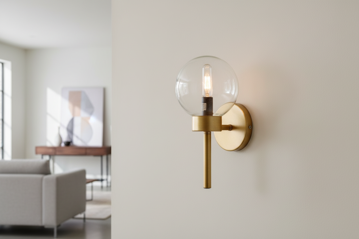 12" Gold Metal Globe Wall Light