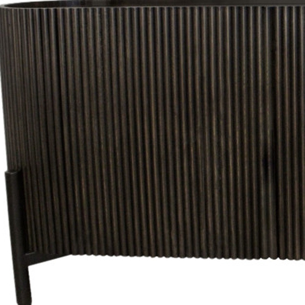 80" Brown Oval Fluted Wood Sideboard