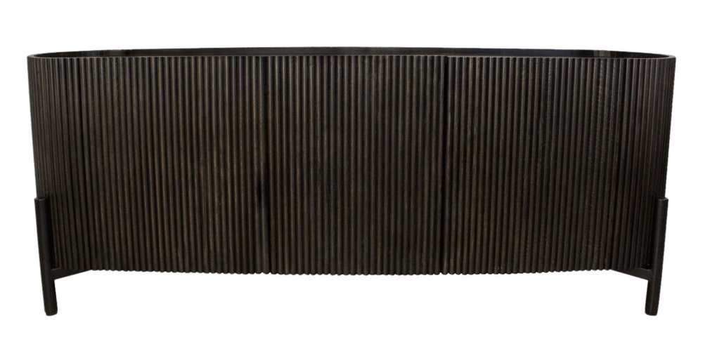 80" Brown Oval Fluted Wood Sideboard