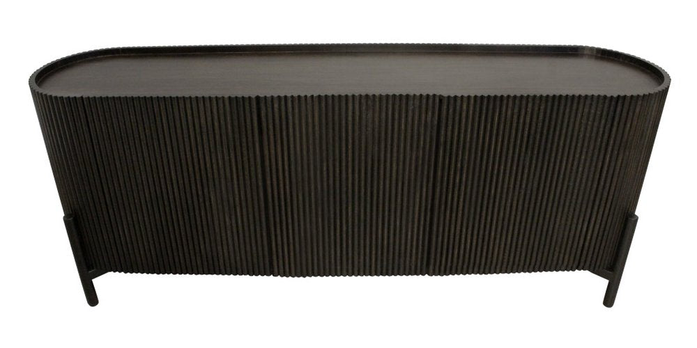80" Brown Oval Fluted Wood Sideboard