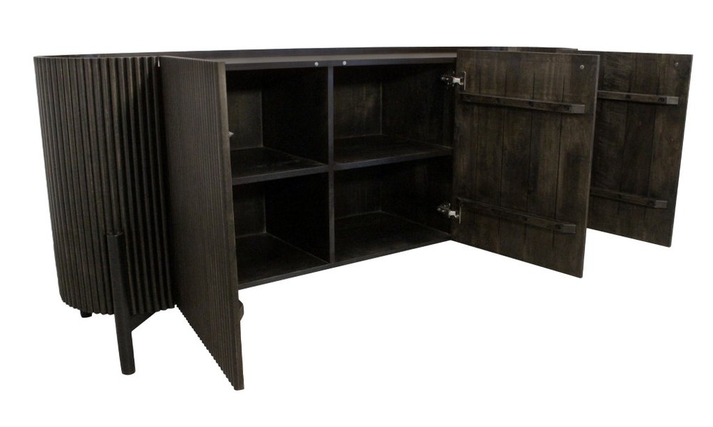 80" Brown Oval Fluted Wood Sideboard