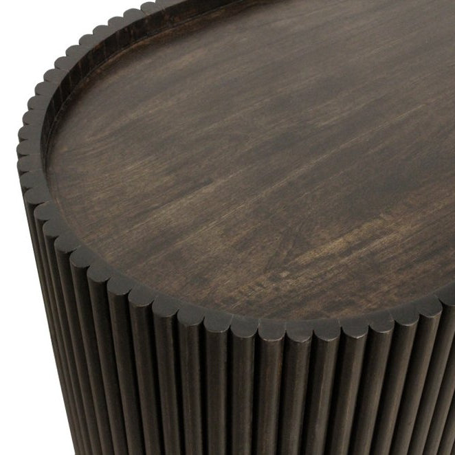 80" Brown Oval Fluted Wood Sideboard