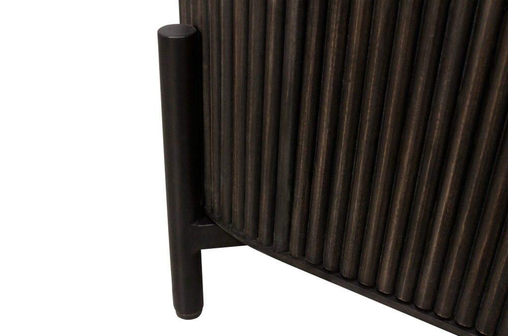 80" Brown Oval Fluted Wood Sideboard