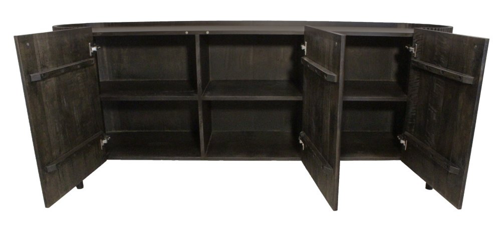 80" Brown Oval Fluted Wood Sideboard