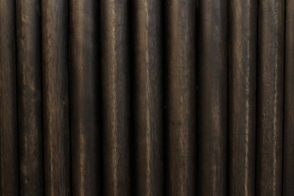 80" Brown Oval Fluted Wood Sideboard