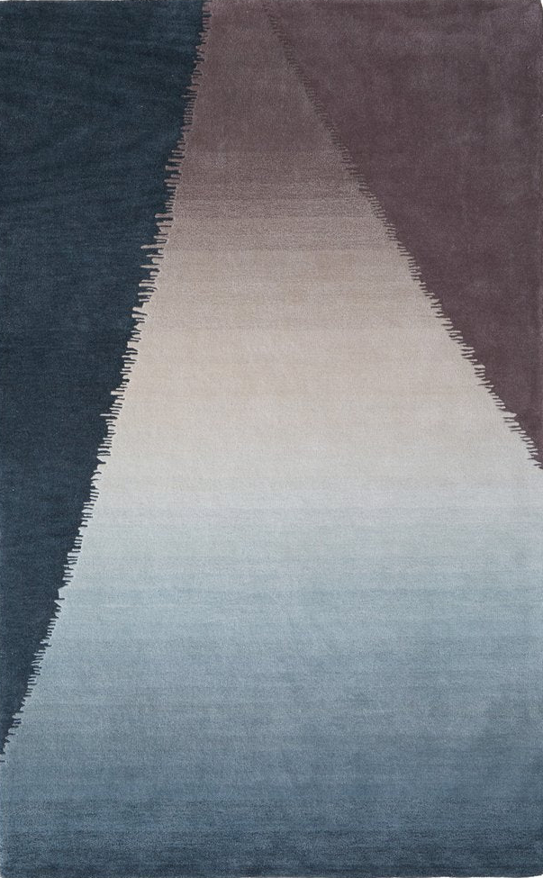 Taupe, Blue and Tan Hand Tufted Stitch Rug
