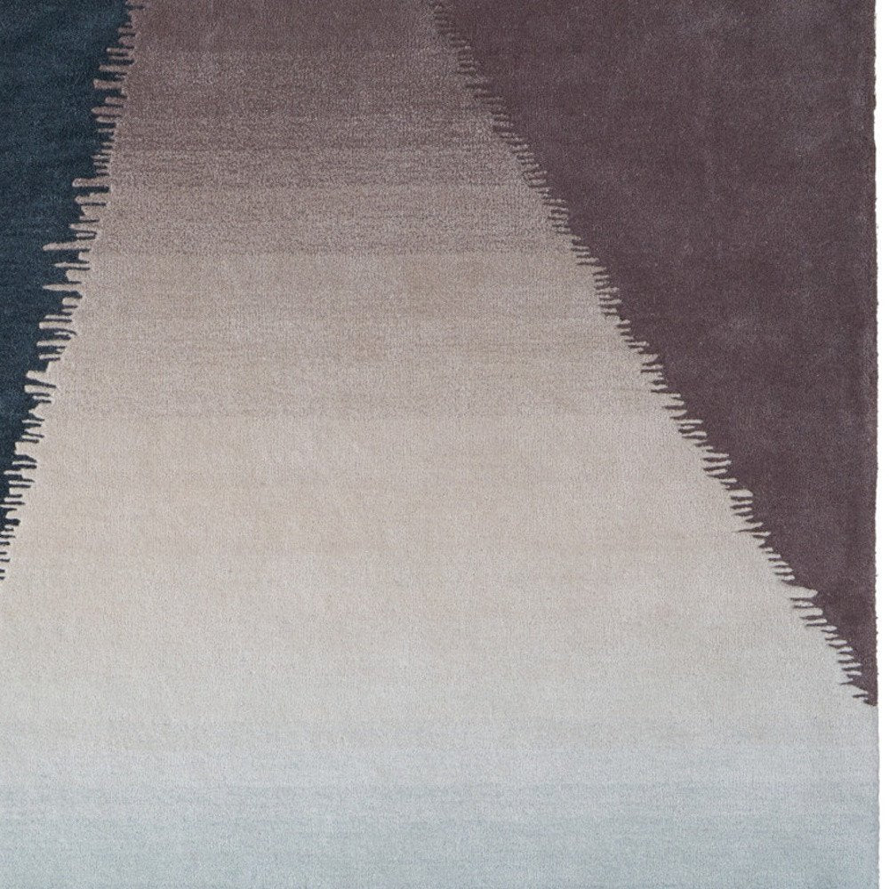 Taupe, Blue and Tan Hand Tufted Stitch Rug