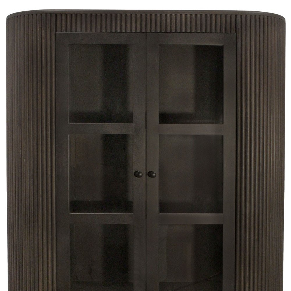 48" Dark Brown Fluted Wood Cabinet