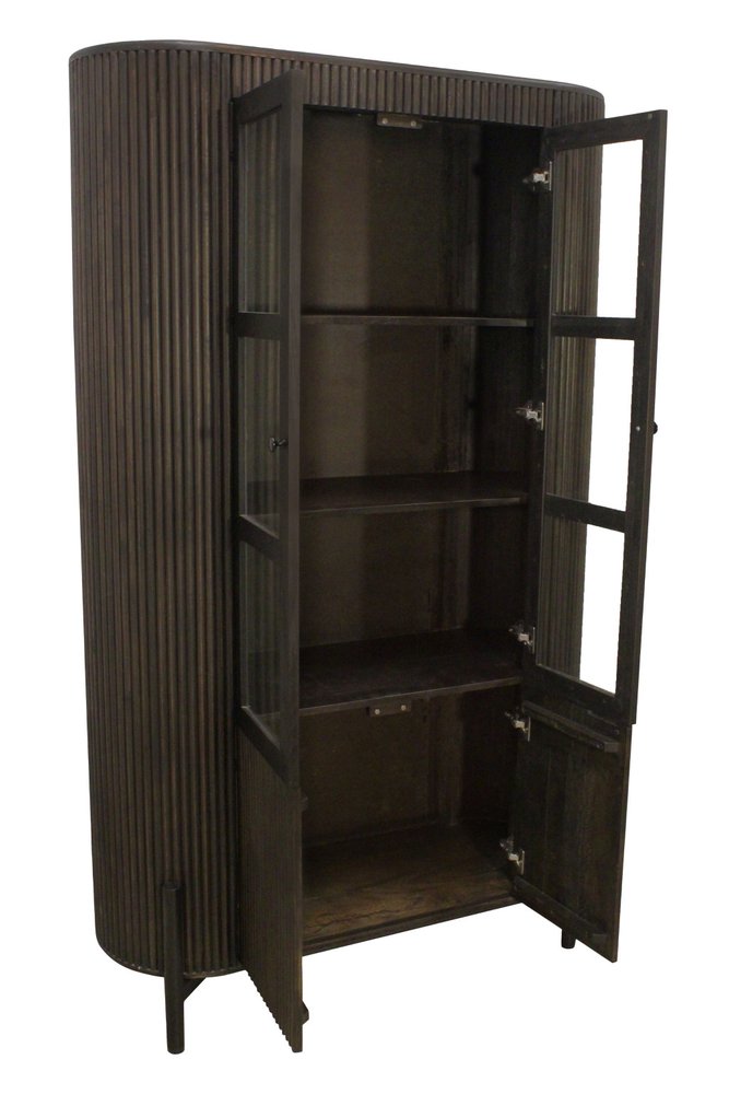 48" Dark Brown Fluted Wood Cabinet