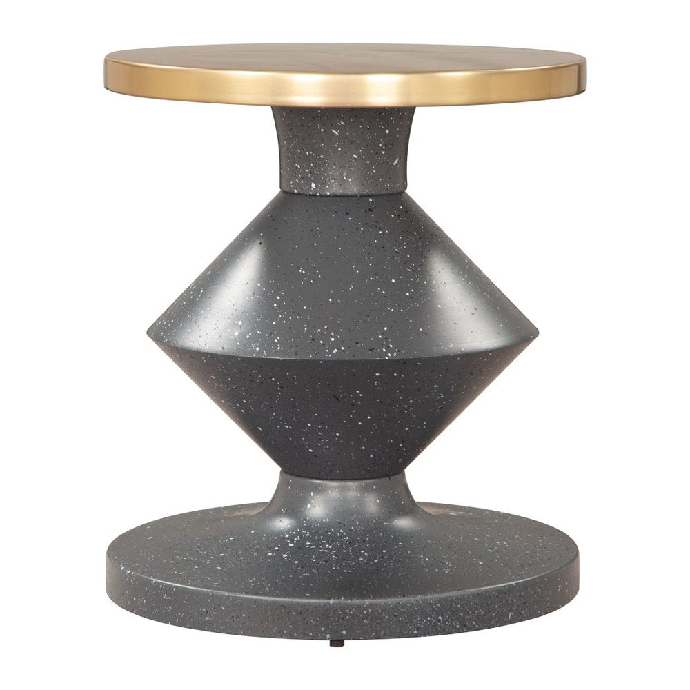 21" Gray and Gold Deco Pedestal End Table