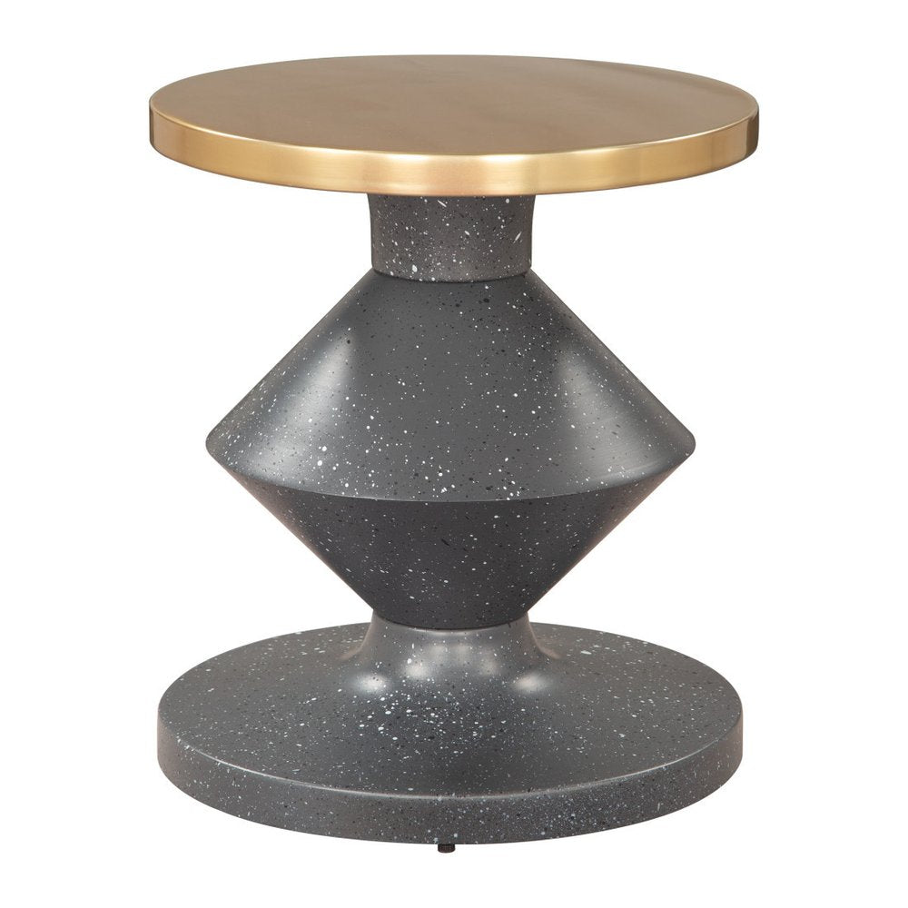 21" Gray and Gold Deco Pedestal End Table