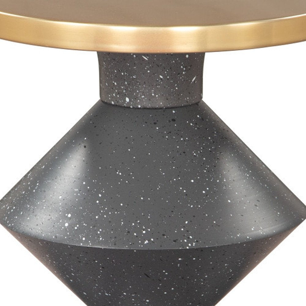 21" Gray and Gold Deco Pedestal End Table