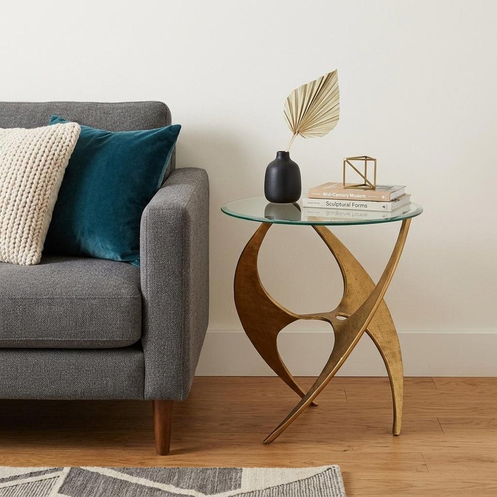 23" Gold Metal Abstract End Table
