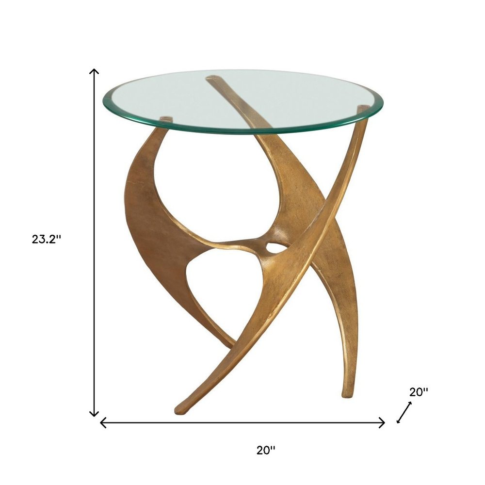23" Gold Metal Abstract End Table