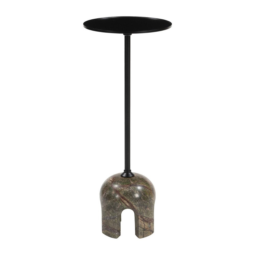 22" Black and Brown Stone Marble Platform End Table