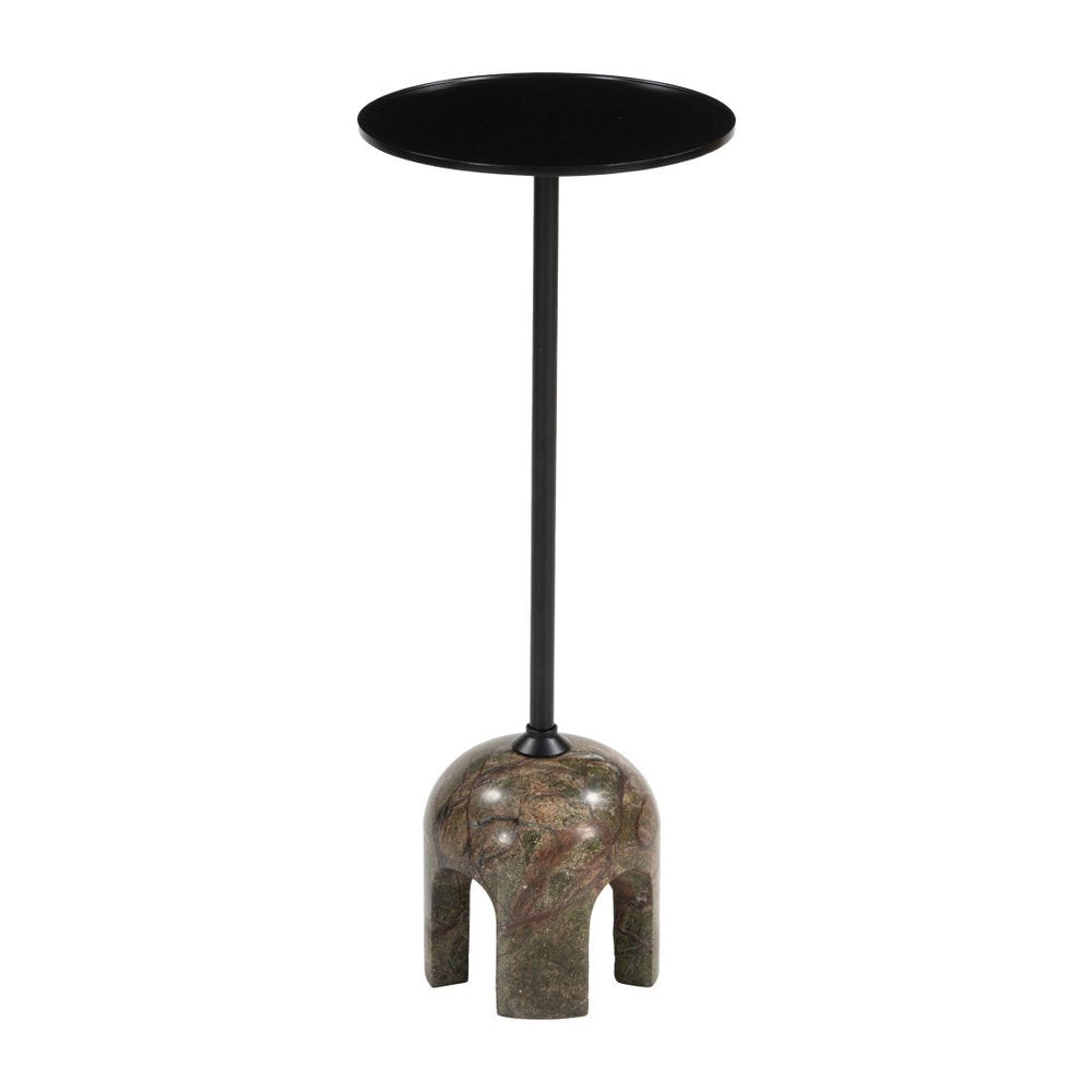 22" Black and Brown Stone Marble Platform End Table
