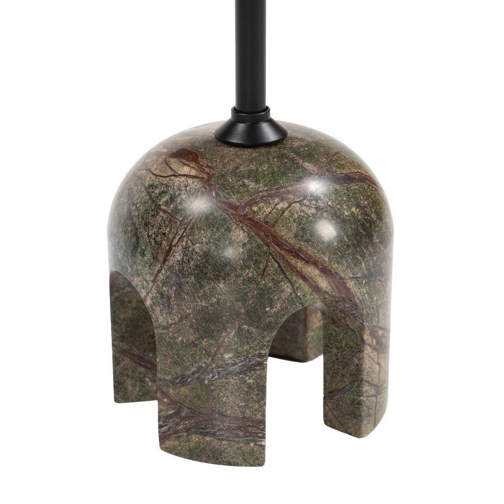 22" Black and Brown Stone Marble Platform End Table