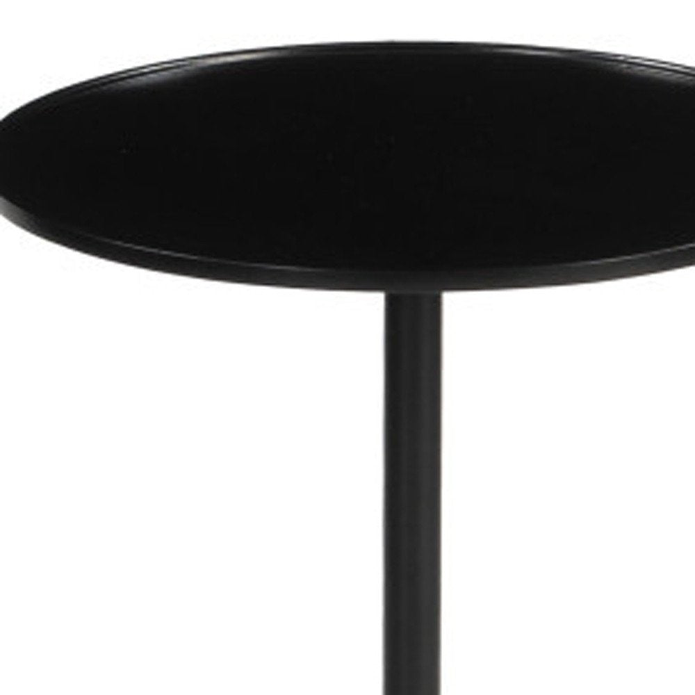 22" Black and Brown Stone Marble Platform End Table
