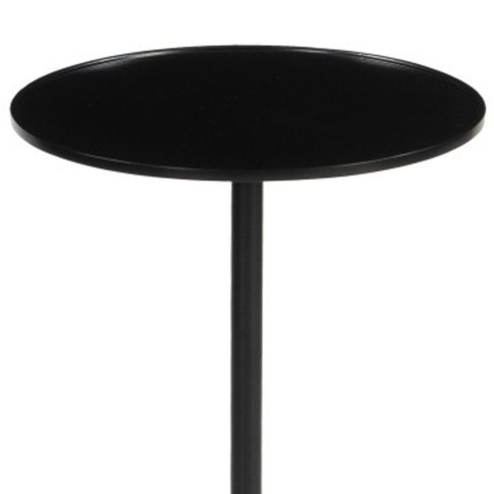 22" Black and Brown Stone Marble Platform End Table