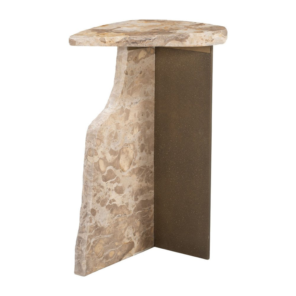 24" Natural Marble Pedestal End Table