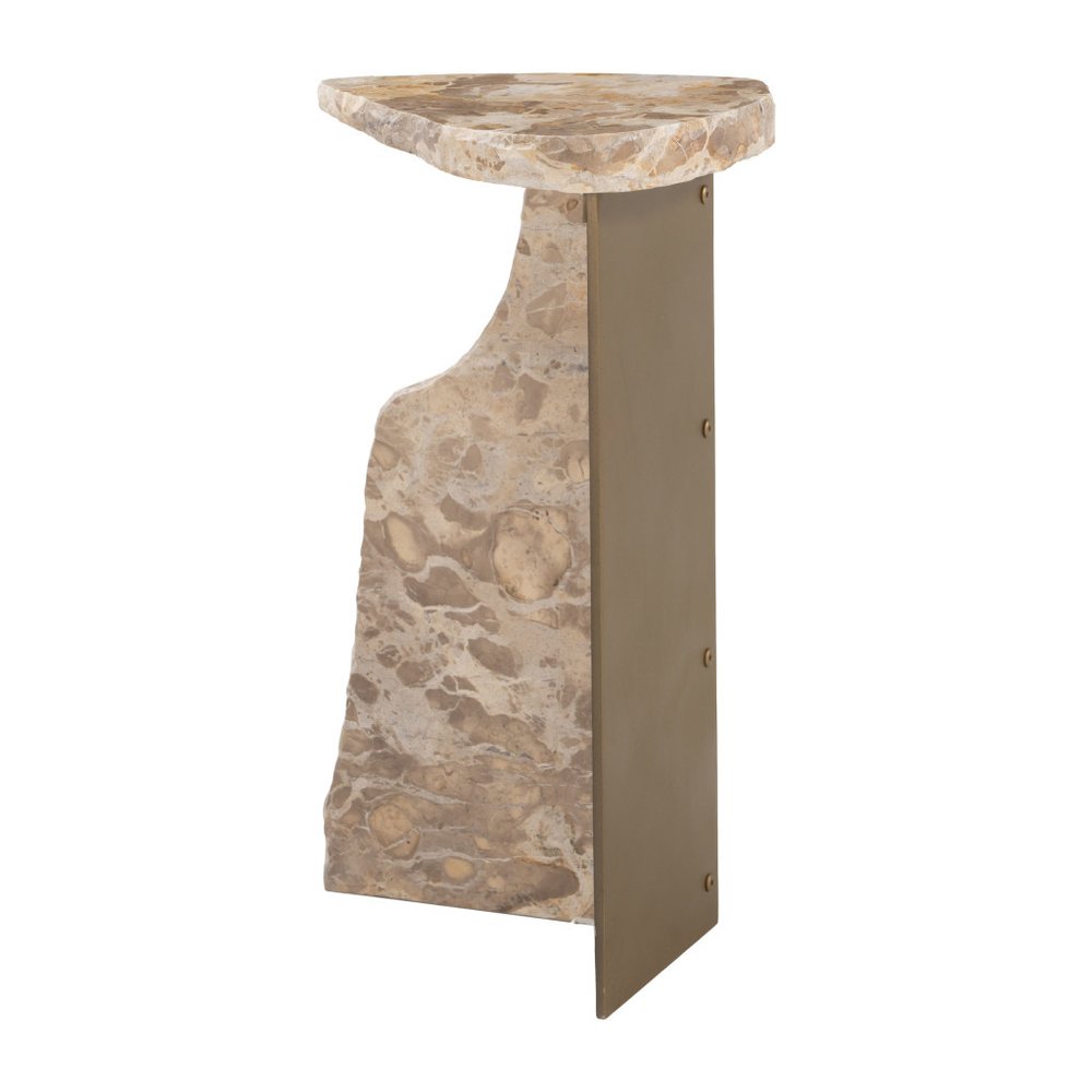 24" Natural Marble Pedestal End Table