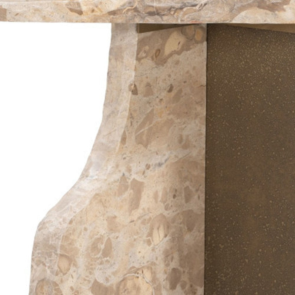 24" Natural Marble Pedestal End Table