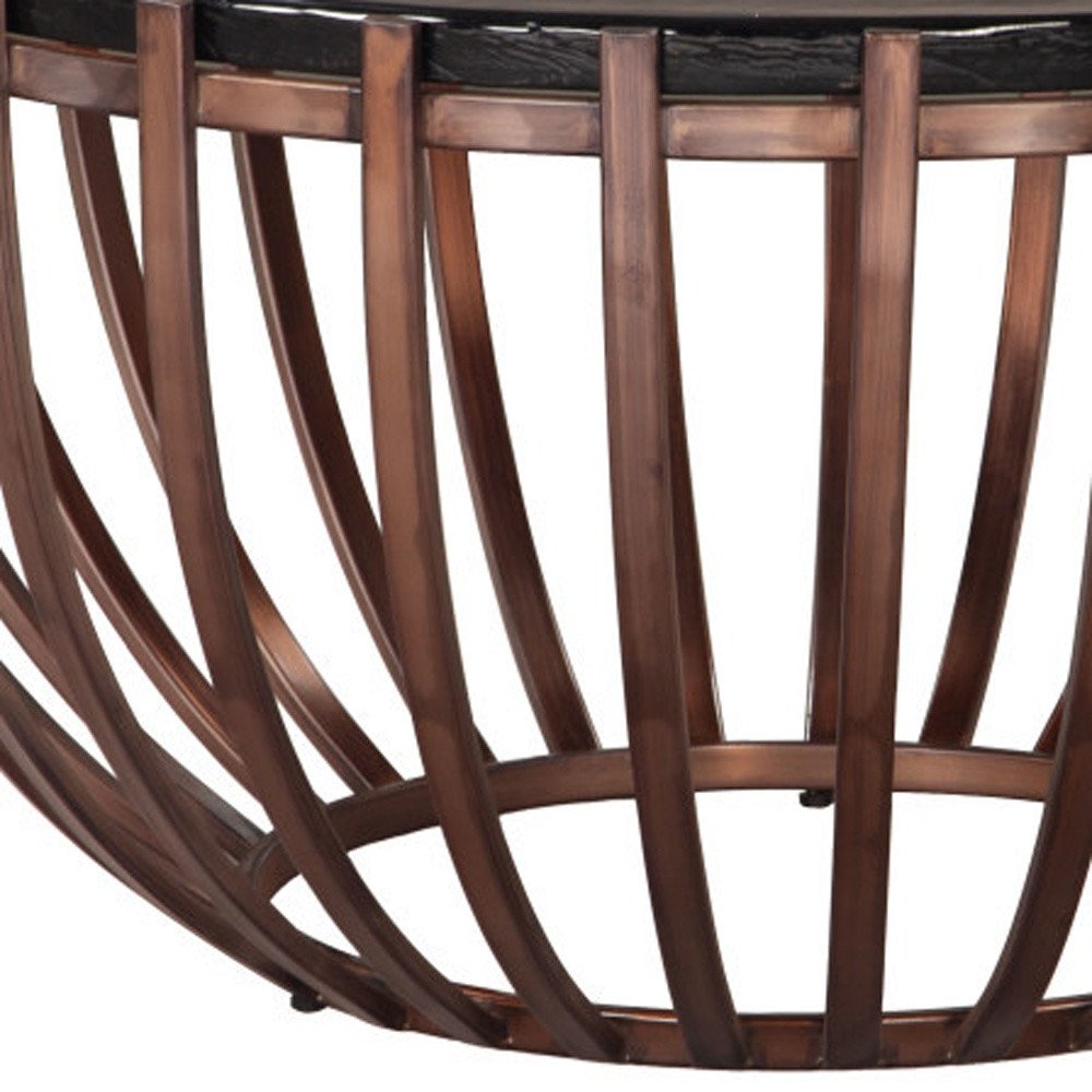 33" Bronze Sand Cast Glass Round Coffee Table