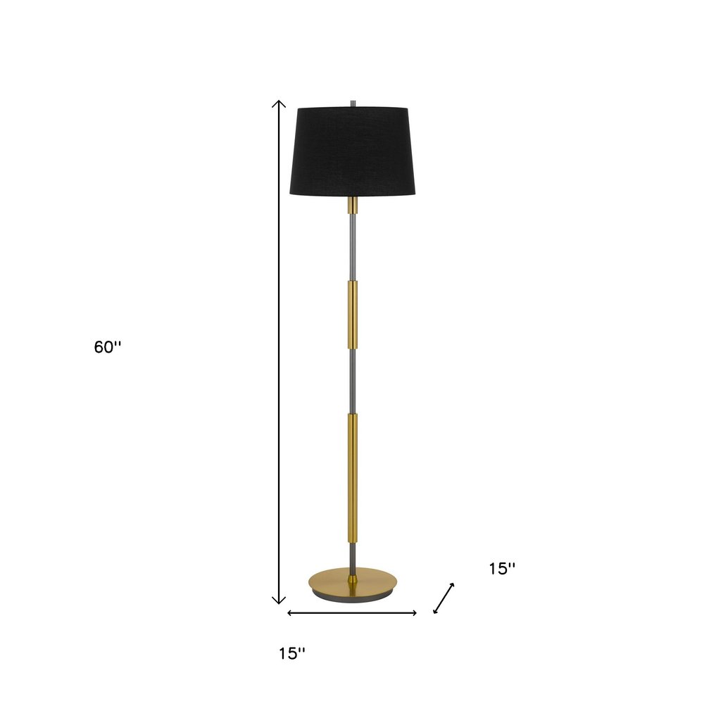 60" Brass Contemporary Floor Lamp with Drum shade