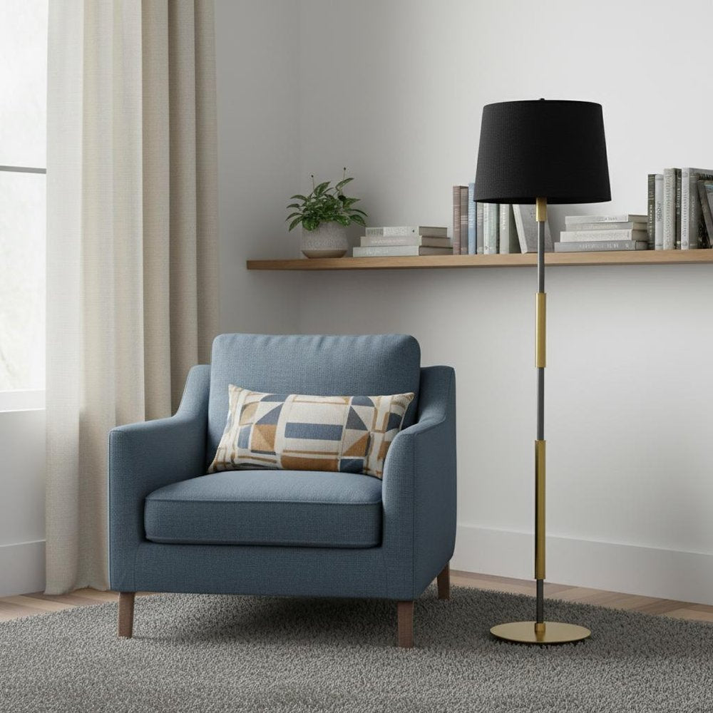 60" Brass Contemporary Floor Lamp with Drum shade