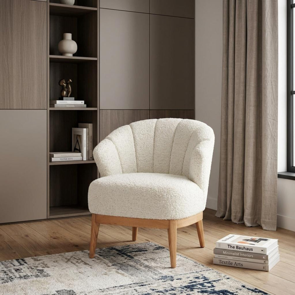 29" Beige Shell Barrel Chair