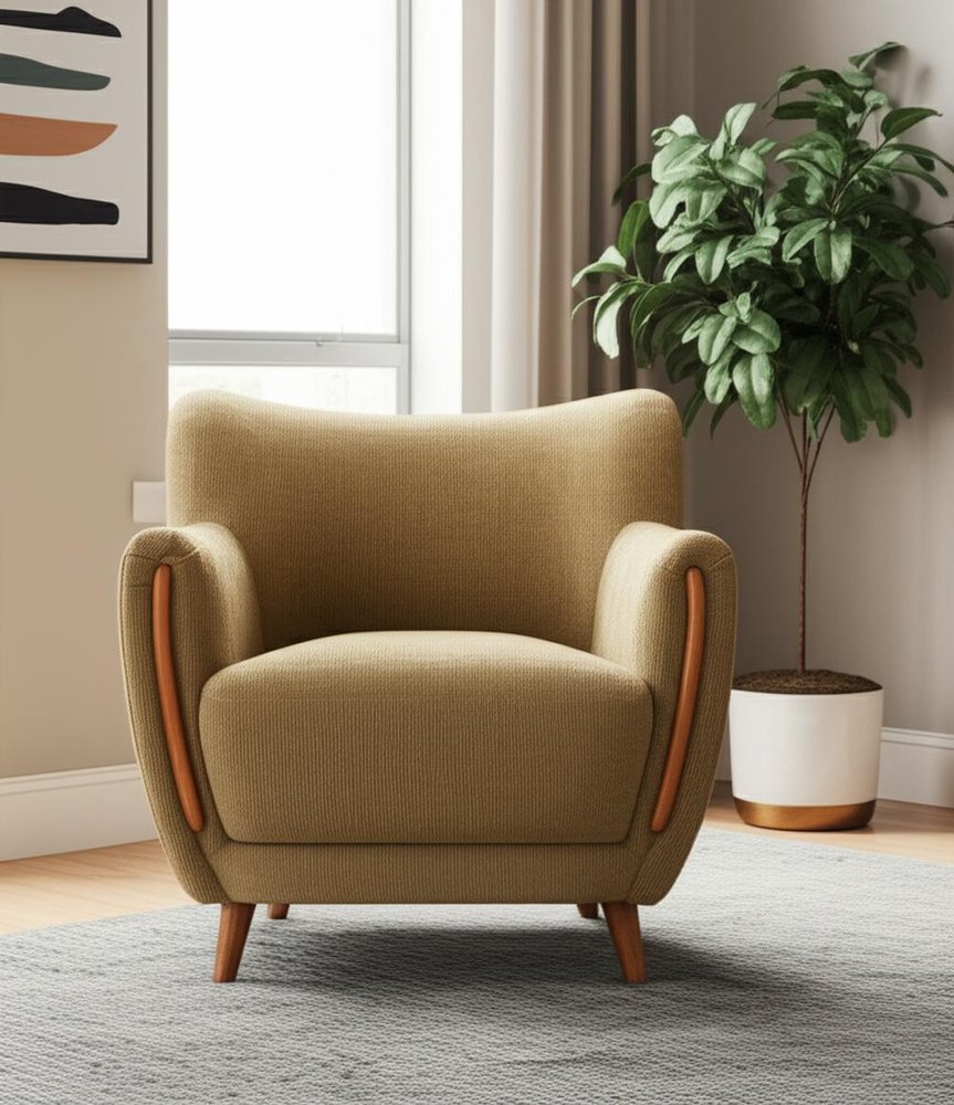 34" Green Flared Arm Wingback Chair
