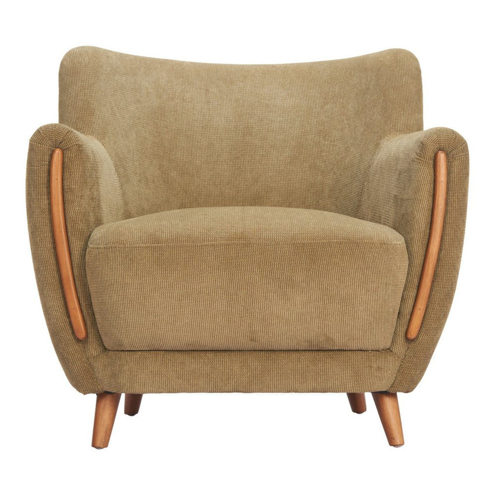 34" Green Flared Arm Wingback Chair