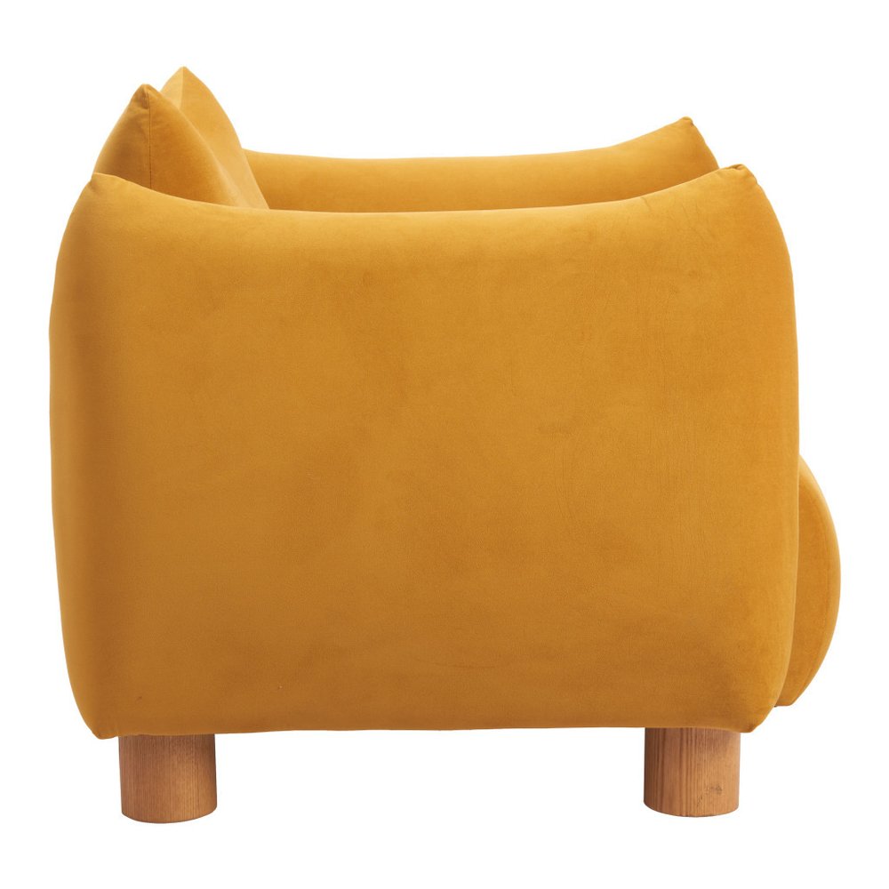 36" Mustard Yellow Pillow Curved Club Chair
