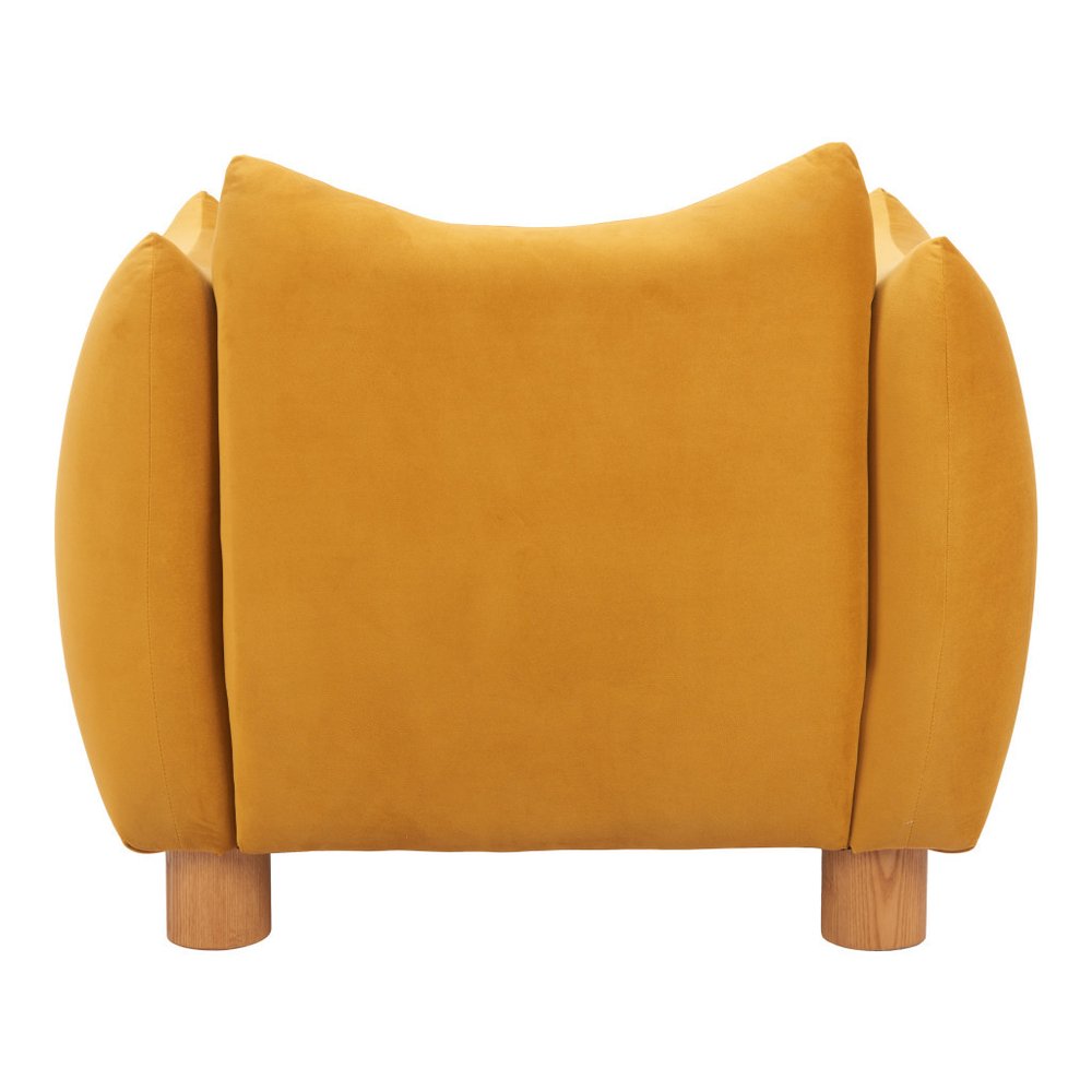 36" Mustard Yellow Pillow Curved Club Chair
