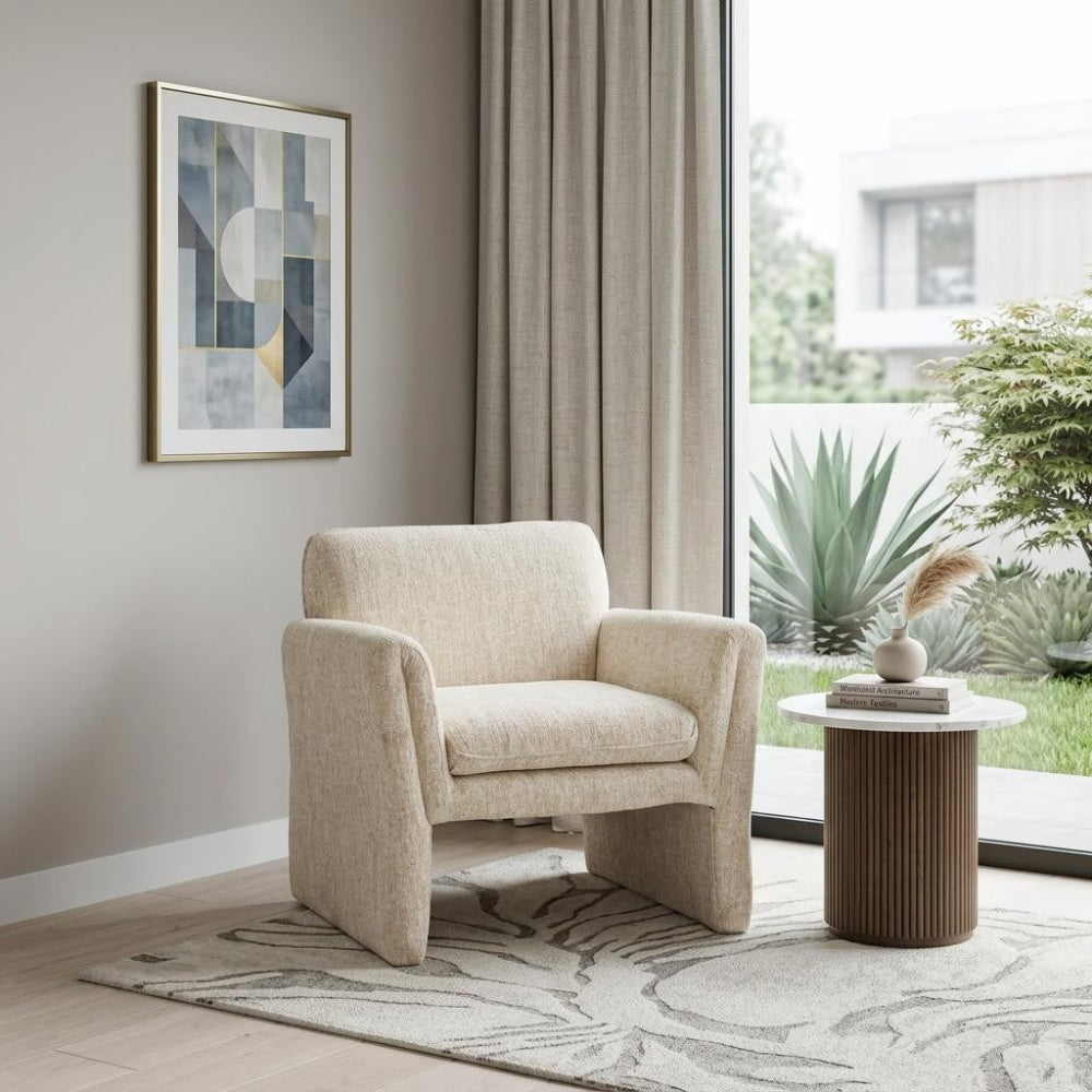 33" Beige Fold Arm Accent Chair