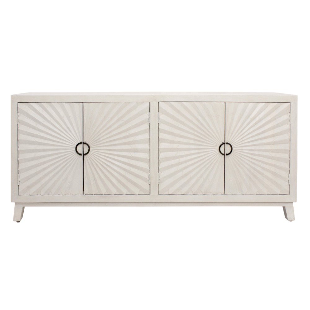 76" Ivory Sunburst Sideboard