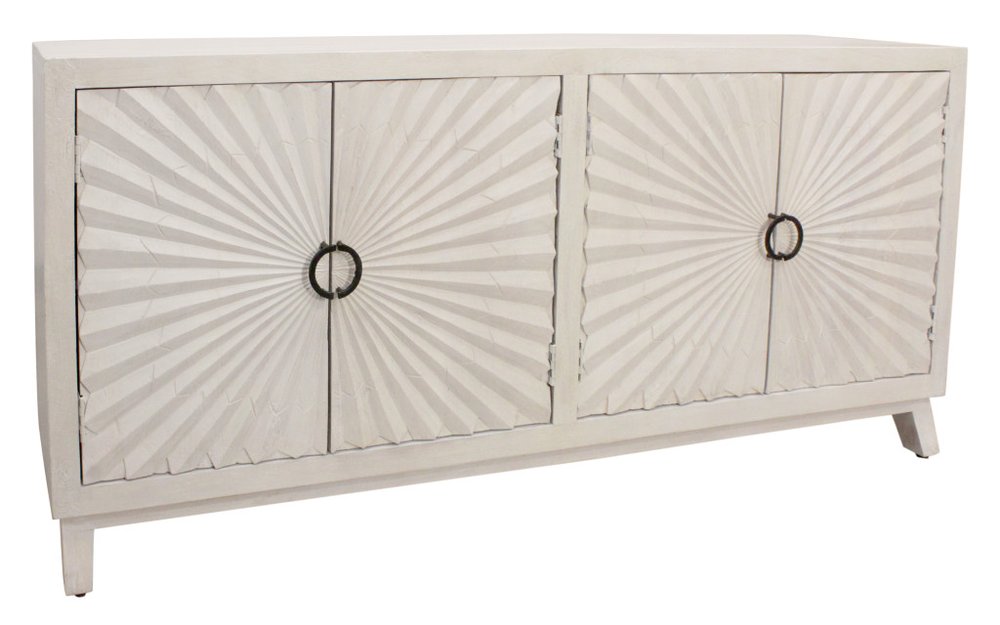 76" Ivory Sunburst Sideboard