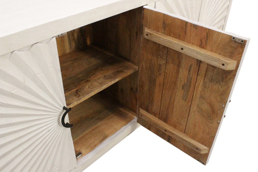 76" Ivory Sunburst Sideboard