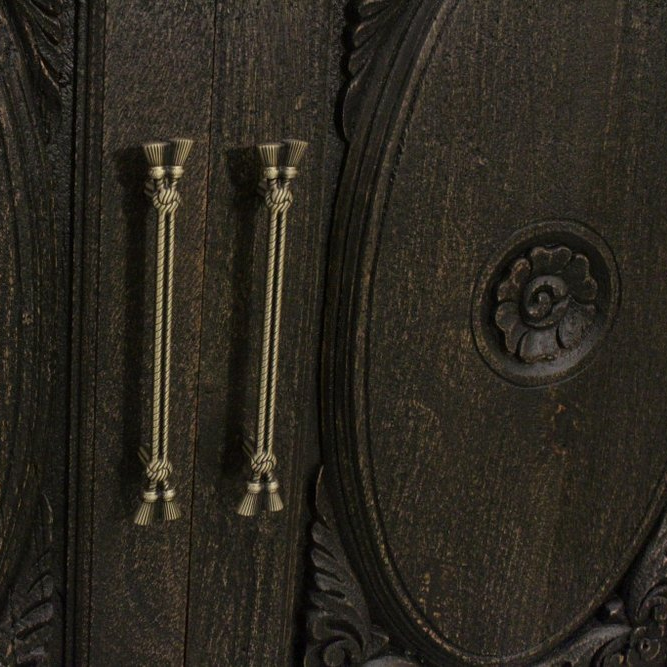 103" Brown Floral Carved Distressed Wood Sideboard