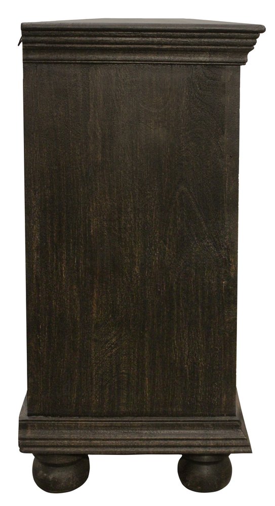 73" Brown Floral Carved Distressed Wood Sideboard