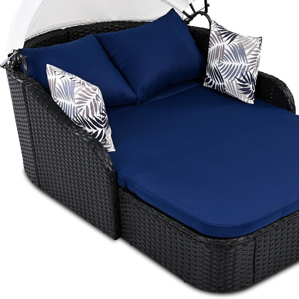48" Rattan Outdoor Daybed with Canopy