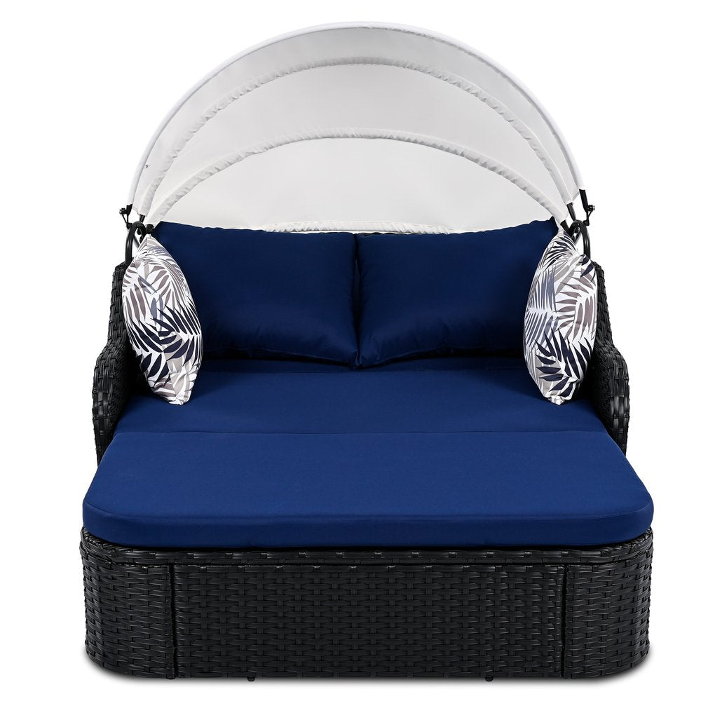 48" Rattan Outdoor Daybed with Canopy