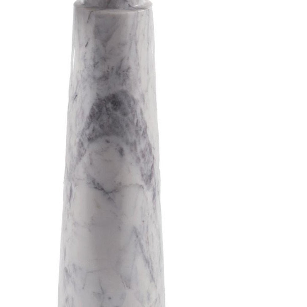 22" Silver and White Marble Pedestal End Table